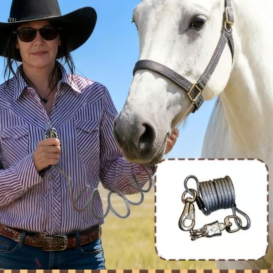 Конная банджи-веревка с регулируемым поводком для лошадей, удлинитель для поводка для улучшения результатов, амортизирующая спиральная веревка-поводок для кемпинга, трейл-райдинга, груминга