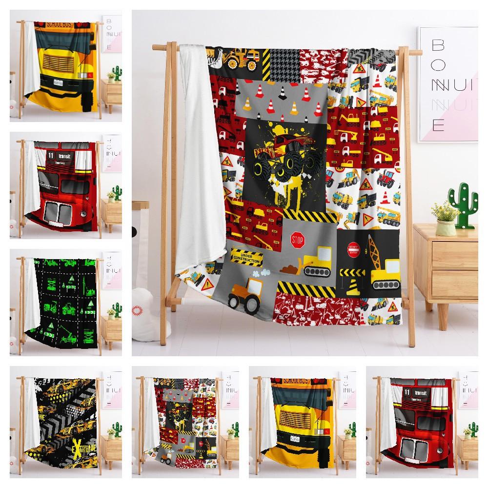 Blanket Flannel Blanket Construction Vehicle Machinery 2D Digital Printing Blanket Blanket