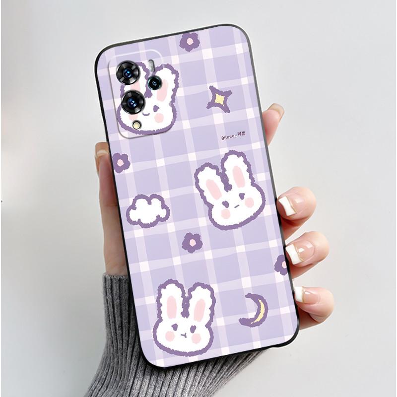 Phone Case For ZTE Blade V40 Pro/ZTE 9046 Soft Silicone Black Case Aesthetic Pattern Love Goldfish Rabbit Shockproof Coque
