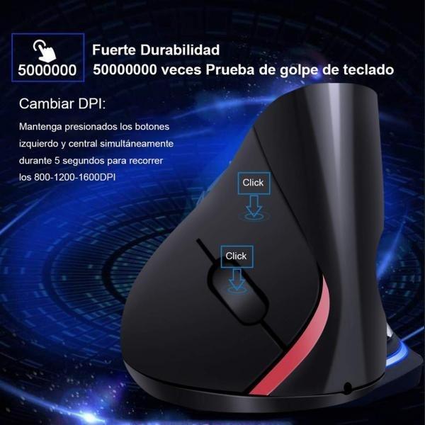 Professional 2.4GHz 5 Buttons Rechargeable Battery Wireless Ergonomic Vertical Optical Mouse