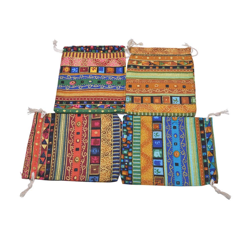 Очаровательные мешочки, 1 шт., льняные мешочки с бантом, цветные льняные сумки на шнурке, ювелирные подарочные сумки, племенные племена