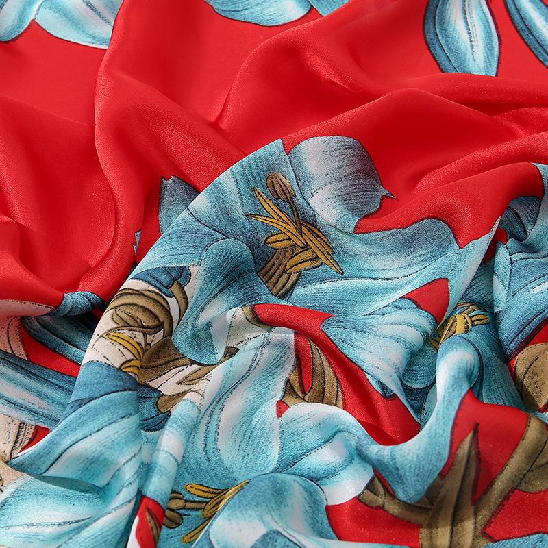 Весна и лето тонкий срез искусственного шелка шарф свежий ретро цветок лилии печать солнцезащитный саронг праздничный цепной платок