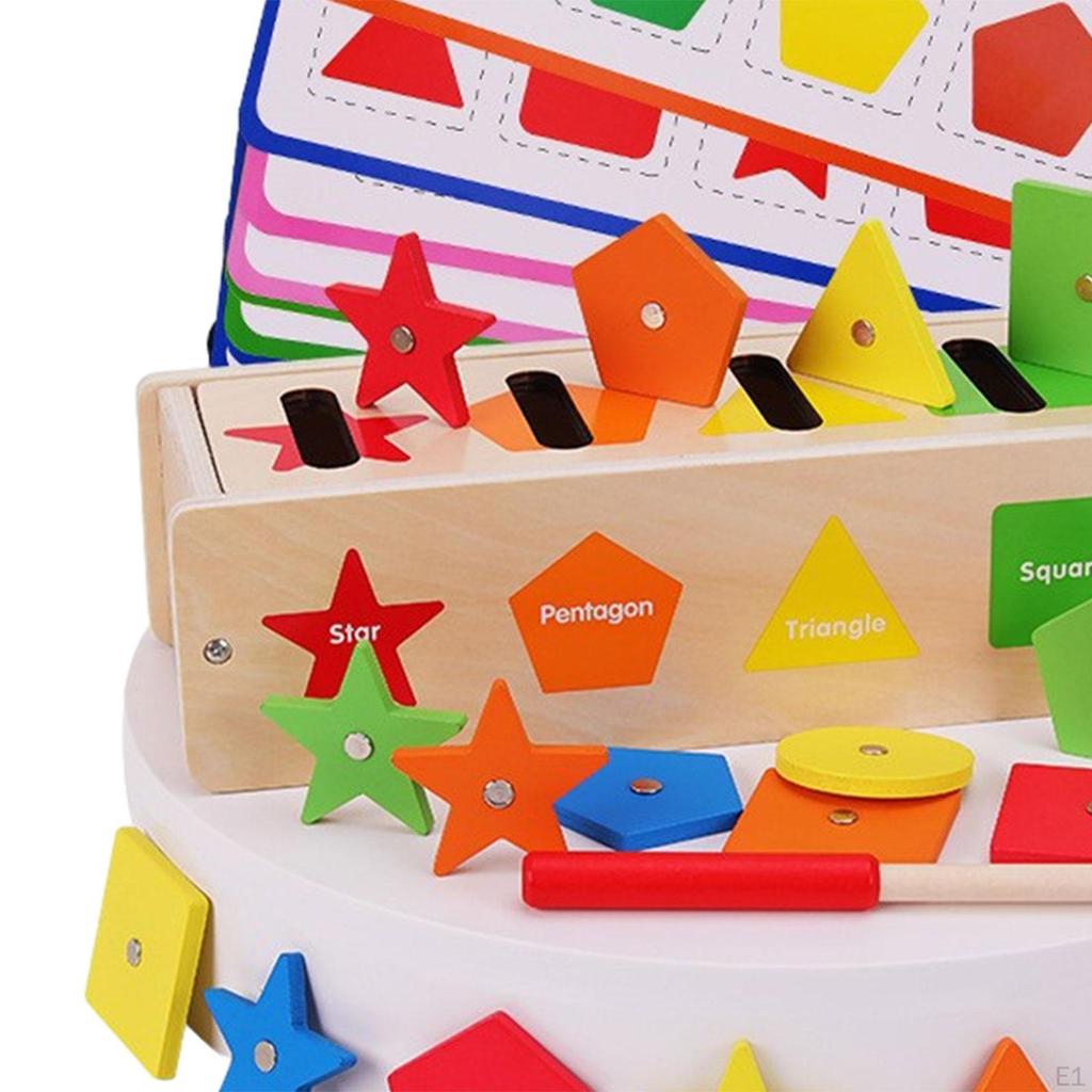 Деревянные игрушки для сортировки по цвету и форме, развивающие игрушки для рыбалки для малышей и детей