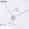 Стерлингового Серебра 925 Круглый Круг Синий Прозрачный Циркон с Водной Весенней Подвеской Ожерелье Ювелирные Изделия для Женщин S-N383