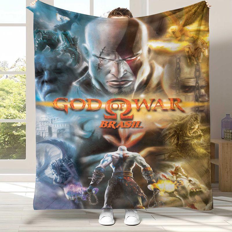 Классические игры God of War Плед из фланели с Кратосом, Ультрамягкий плюшевый плед для дома, спальни, кровати, дивана, офиса, кемпинга, пикника