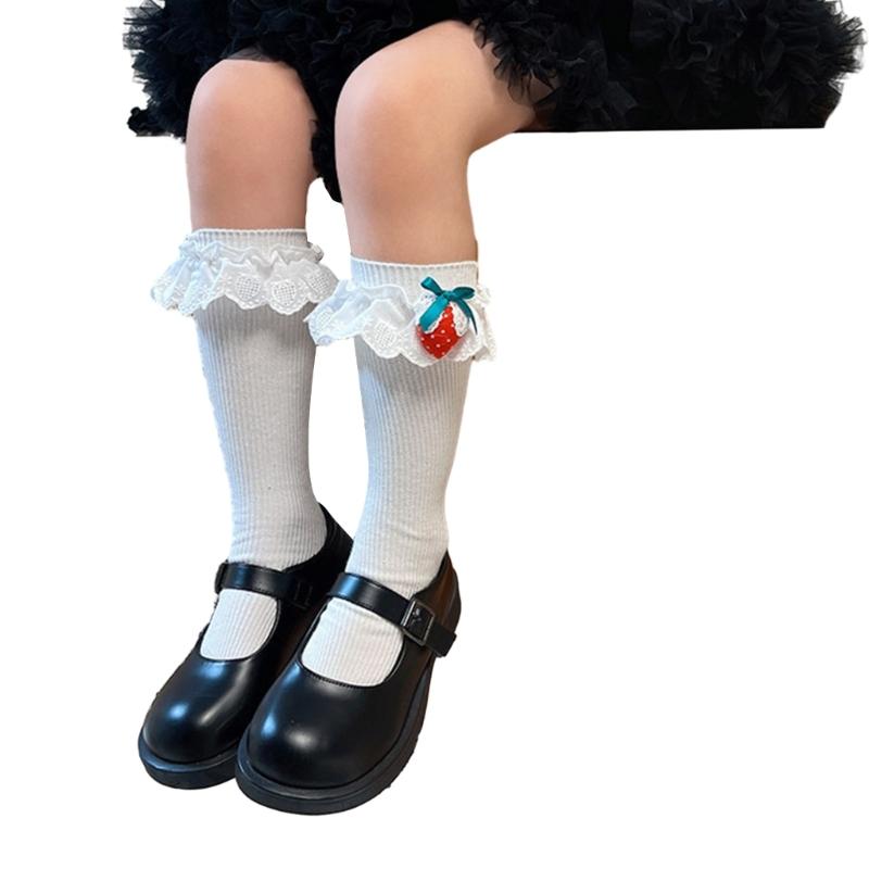 Lovely Embroidered Lace Socks for Girls Comfortable In Tube Socks Fashionable Socks for School Activities and Daily