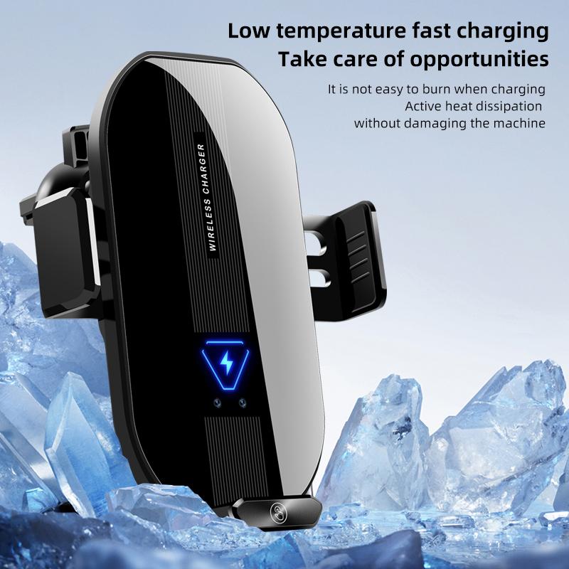 A9 Wireless Phone Charger Mount Clamp Auto-Sensing Cell Phone Clip Bracket Holder for Car Air Vent