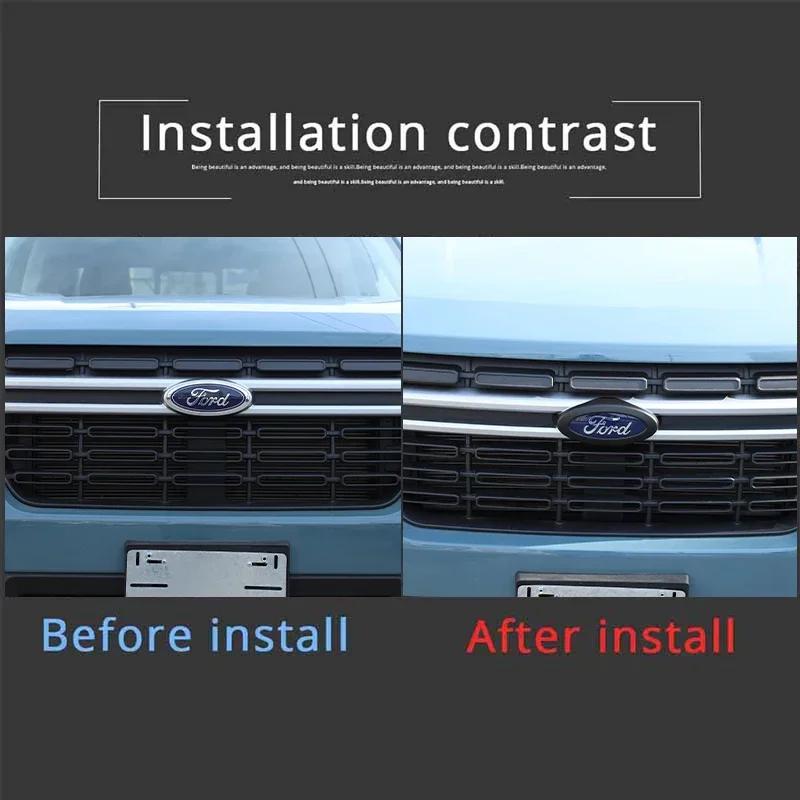 Car Sticker Ford New 2025 Hot For Ford Maverick 2022+ABS Carbon Fiber/ Black Logo Decoration Ring Front&Rear Cover 2026s Accesso