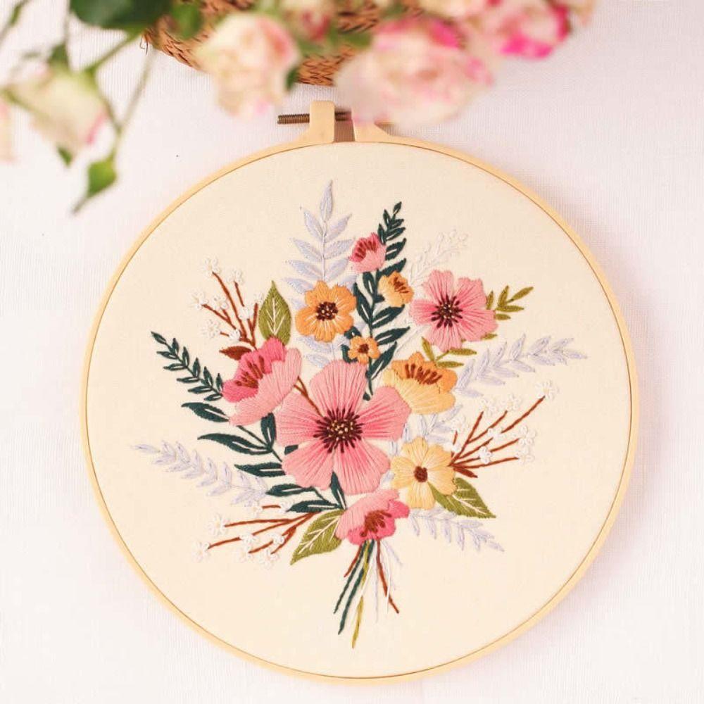 Colorful Flower Embroidery Kit DIY Embroidery Set Home Decor Cross Stitch Set Adults