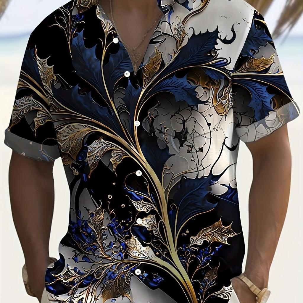 Hawaii 3D Printed Men's Button Up Short Sleeved Shirt,