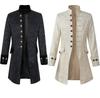 Medieval Cosplay Costume Steampunk Jacket Vest Coat Victorian Ghost Gothic Blazer Suits Stand Collar Trench Men's Shirt