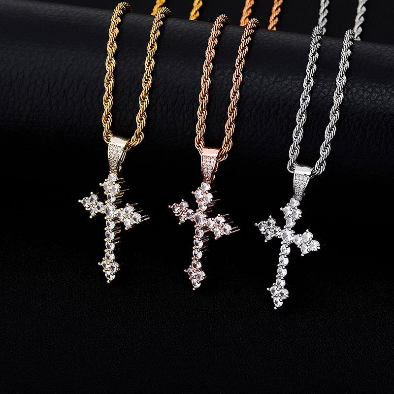 European and American Retro Zircon Cross Pendant Necklace