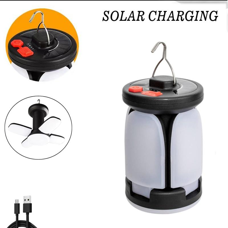 Solar Outdoor Portable Camping Light Solar Charging Foldable 2000mah Power Bank Intelligent Display Portable Hanging Tent Light