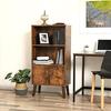 Retro Bookcase, 2-Tier Half-Fold with Doors, Storage Cabinet for Books, Photos, Decorations, In Living Room, Office, Library
