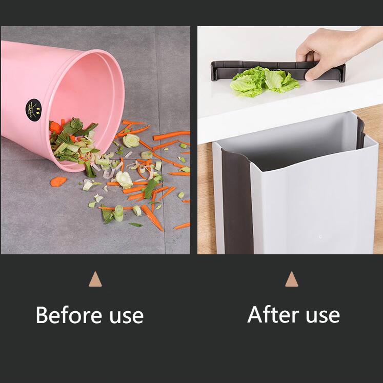 Kitchen Cabinet Door Hanging Type Kitchen Waste Bin Foldable Wet and Dry Storage Bucket