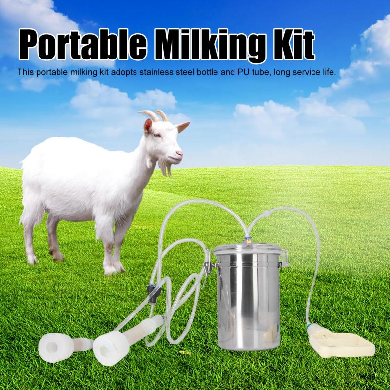 2L Manual Sheep Milking Machine Stainless Steel Bottle Portable Milking Kit for Milk Plant Farm