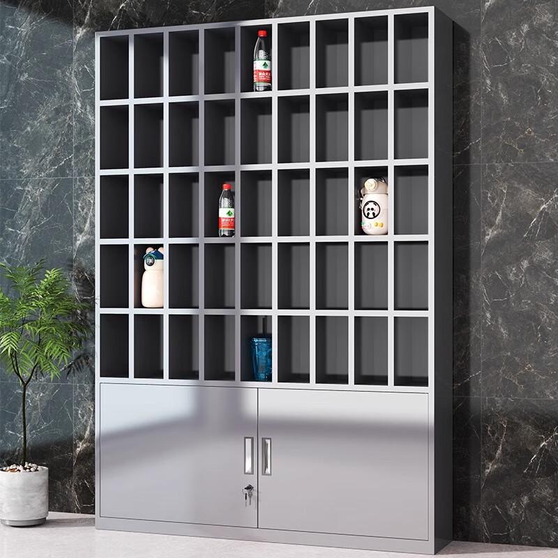 Stainless Steel 30-Slot Cup Storage Cabinet