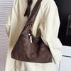 Винтажная сумка-тоут большой вместимости для поездок на работу, новая модная повседневная однотонная сумка через плечо трендового дизайна