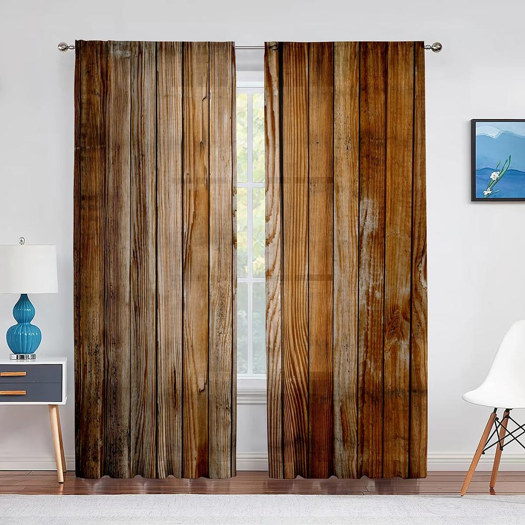 2 шт., шторы в деревенском стиле в западном коричневом примитивном стиле из дерева, фильтрующие свет для гостиной, кухни, спальни, оконные шторы, декор