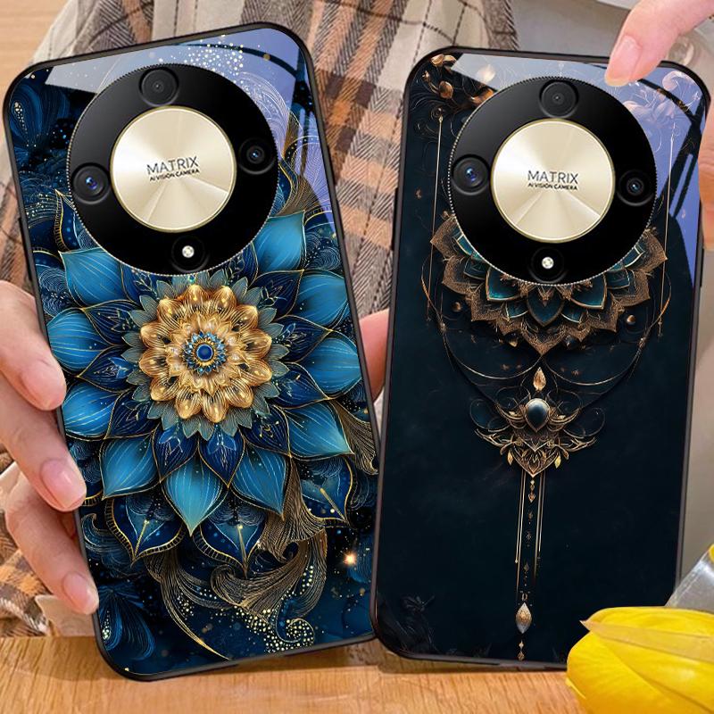 Черный золотой тотем лотоса для Honor 50 70 30 90 200 X5 X5b Plus X6 8 4G 9 X9c Smart 30 Max Magic 4 5 Pro 7 Lite стеклянный чехол для телефона