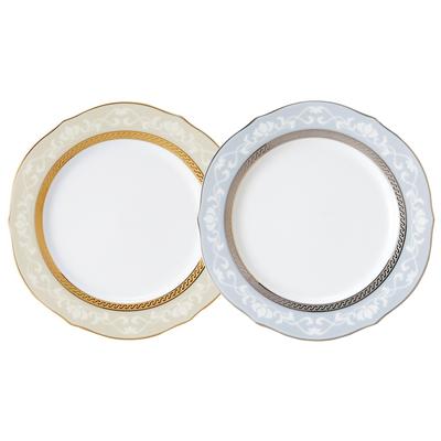 Noritake Accent Plate пеленальная пара 23 см Hampshire Gold Platinum 2 шт. Тонкий фарфор (Набор цветов) и золото/серебро P91310/4335-6