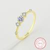 925 Silver Dainty Rings for Women  Yellow Gold Daily Simple Hollow Out Cubic Zirconia Crystal Diamond Gifts Jewelry