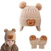 Kingsiely Baby Hat and Glove Set Knit Hat with Ear Knit and Cute Bear For Baby Boys and Perfect for and and Soft for Cold Weather A Great Gift for and