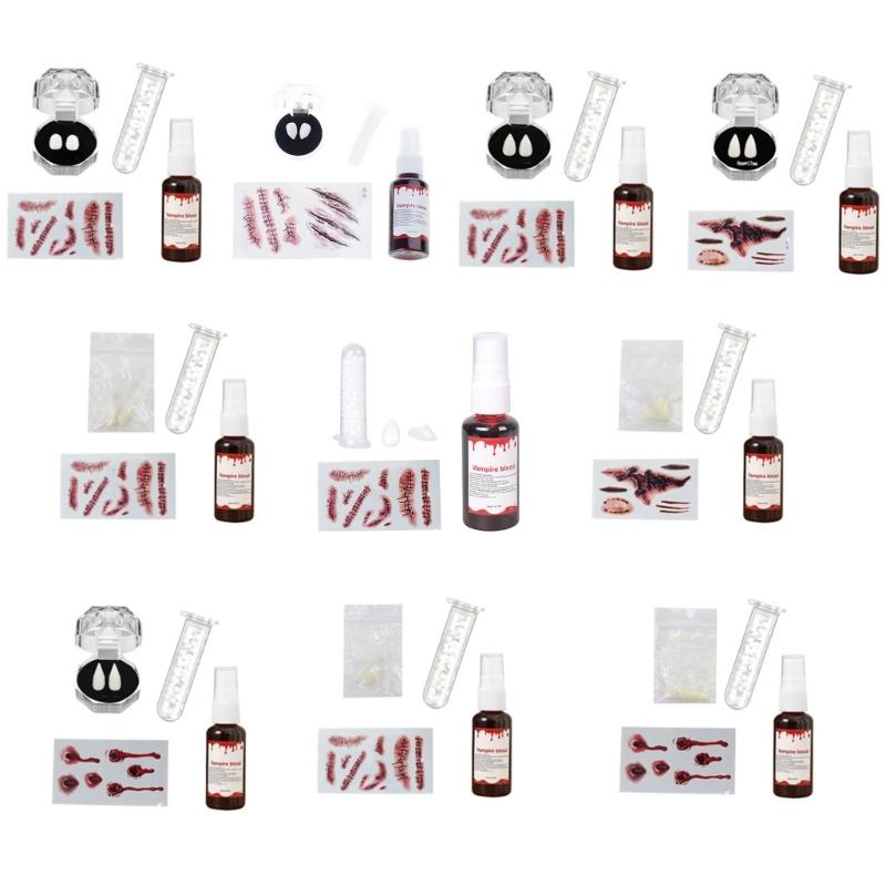 Realistic Vampires False Teeth Set With Blood Effect And Safe Dental Cosplay For Halloween Costume Accessories