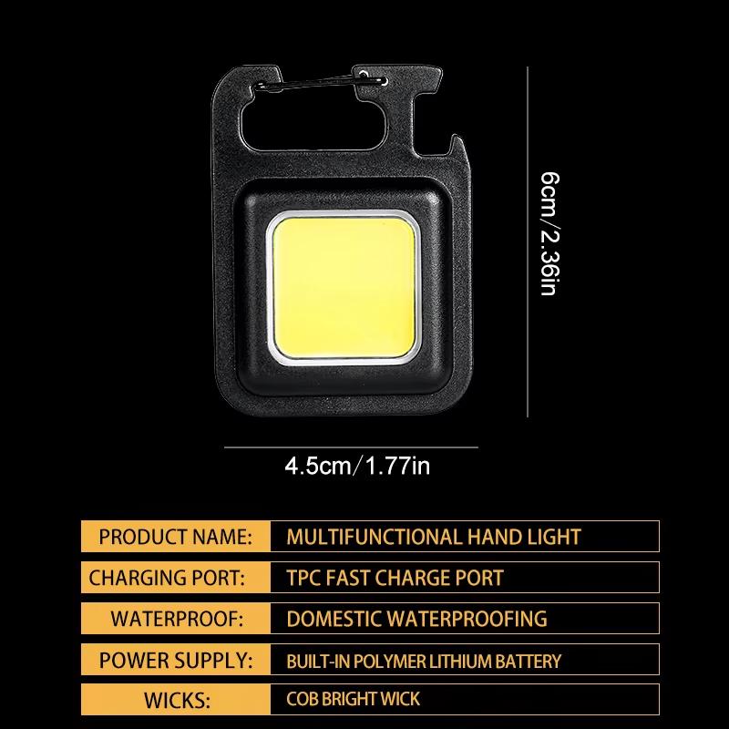 Convenient Carry-on Keychain Camping Light Multi-function COB Rechargeable Emergency Light Mini High Bright Camping Lights