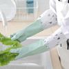 1 Pair Dishwashing Gloves Waterproof Reusable Gloves Patchwork Color Elastic Long Cuffs Household Cleaning Gloves