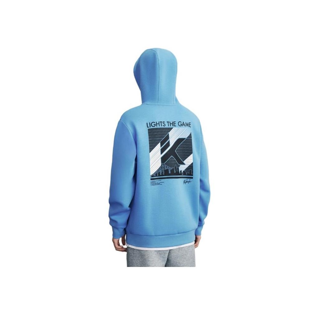 Anta Basketball Series Back Print Letter Casual Pullover Hoodie Men Tops Light-Purple Blue 152411734-5
