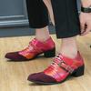 European and American large-size high-heeled bottom pointed men's shoes 2025 new spring and autumn pointed men's middle-heeled shoes shallow singl