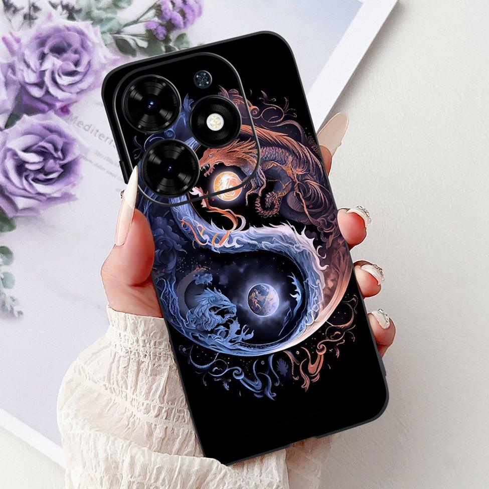 Для Tecno Spark Go 2024 BG6 Задняя крышка Для Tecno Spark Go 2024 Чехол Модный Роскошный Цветы Милый Мультяшный Кот Ударопрочный Силиконовый