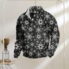 Men Christmas Top 3D Snowflake Printing Buttoned Stand Collar Plus Size Long Sleeves Mid Length Pullover Festive Holiday Sweatshirt