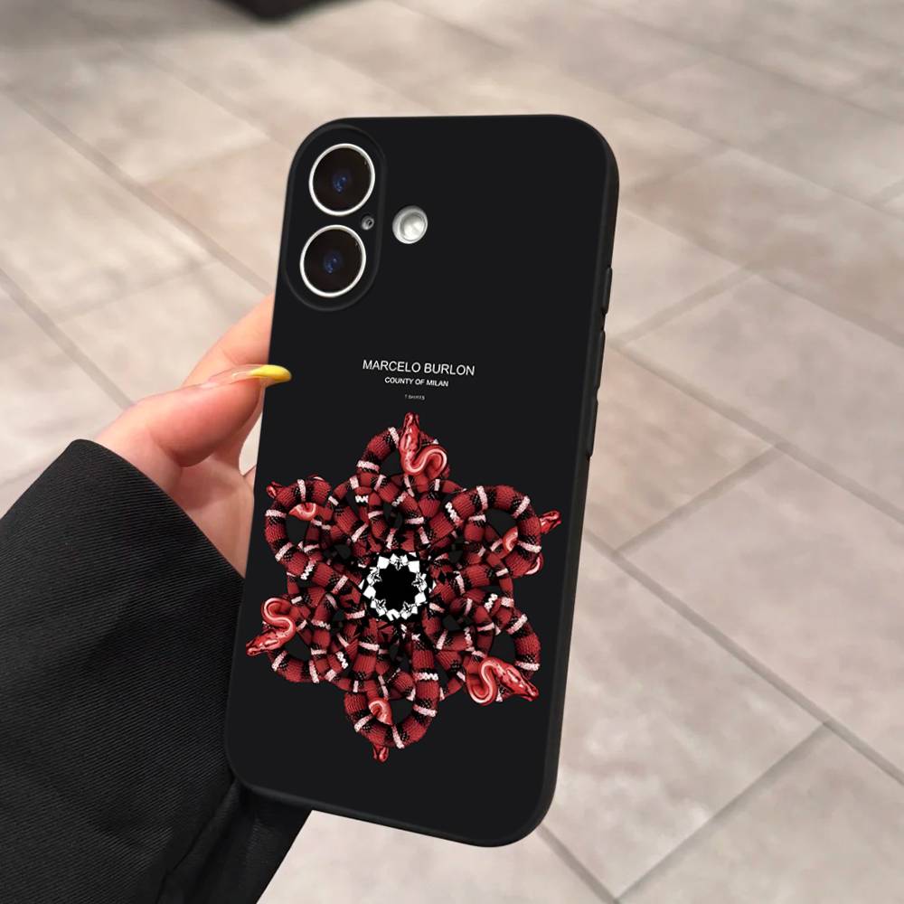 M-MARCELO B-BURLON Для IPhone 17 16 15 14 13 12 11 Pro Max 13 17Air Ударопрочные Мягкие Чехлы для Телефона Coque
