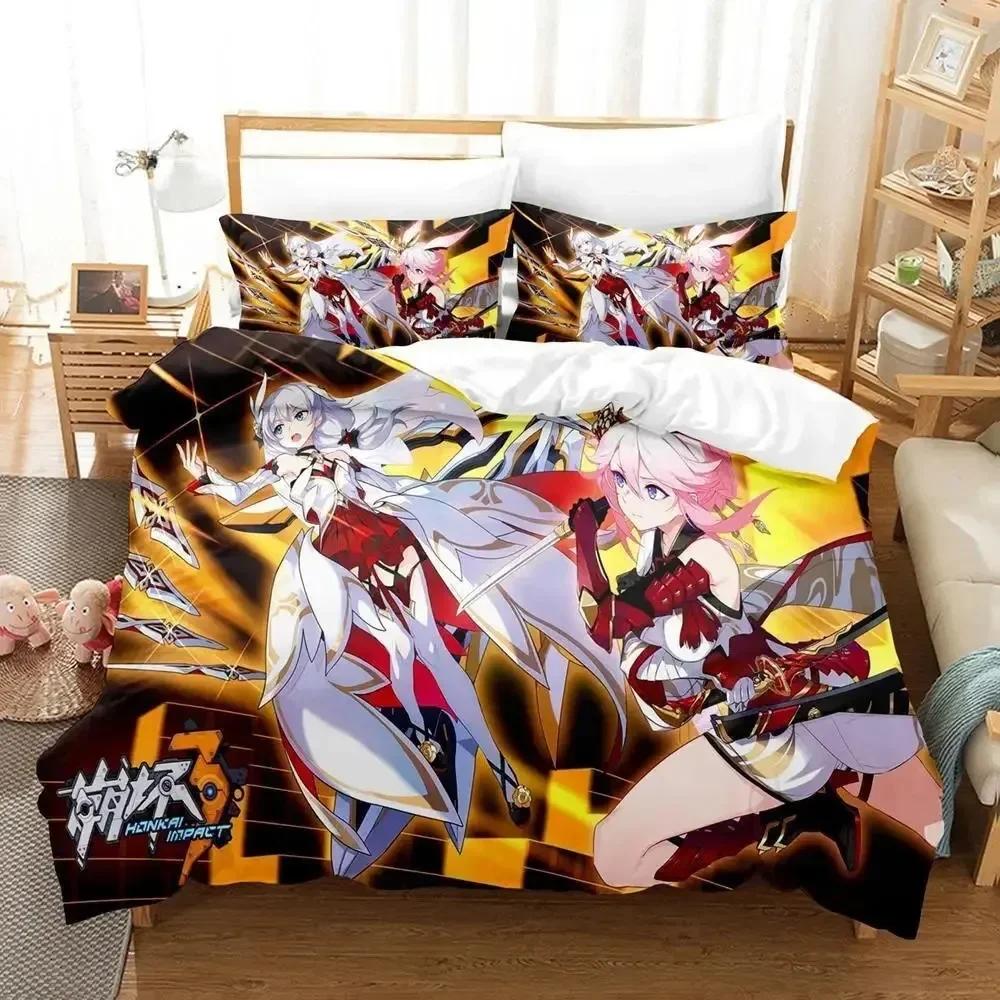 Honkai impact 3 комплект постельного белья Single Twin Full Queen King Size комплект постельного белья Aldult Kid Bedroom пододеяльник 3D Print Kawaii anime