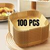 100/50 шт. Бумажные вкладыши для выпечки во фритюрнице, Маслостойкие, Одноразовые, Пергаментная бумага, Поддон, Неприлипающий коврик, Аксессуары для аэрофритюрницы, Круглые