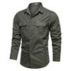 New Men's Spring and Autumn Long Sleeve Solid Color Shirt Military Uniform Outdoor Shirt Large Size