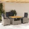 VidaXL Garden Dining Set with Cushions 4 Pcs, Patio Table, Patio Furniture, Outdoor Furniture, Grey 3277405