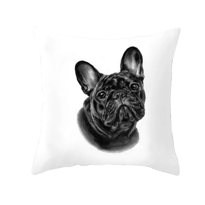 Чехол на подушку с принтом французского бульдога, узор, домашний декор для гостиной, дивана, спальни, декоративная подушка