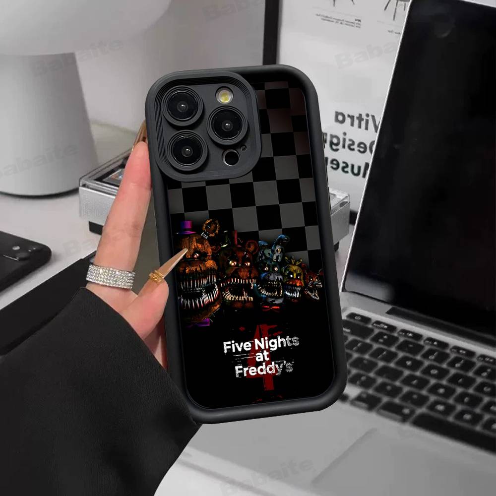 F-FNAF Пять ночей с Фредди Силиконовый Мягкий Чехол Для Телефона Для iPhone 17 16 15 14 Plus 13 12 Mini 11 Черный Чехол