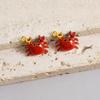 2pcs Red Lobster Crab Coral Real Gold Plated Stainless Steel Enamel Charm For Jewelry Making Supplies DIY Beach Necklace Pendant