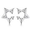 Zircon Open Five-pointed Star Silver Stud Earrings Simple Personality Diamond Earrings Women's Ear Jewelry