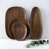 Natural Wooden Irregular Plates Black Walnut Wood Tray Cake Snack Plate Dessert Serving Tray Dishes Wood Utensils Tableware Gifts