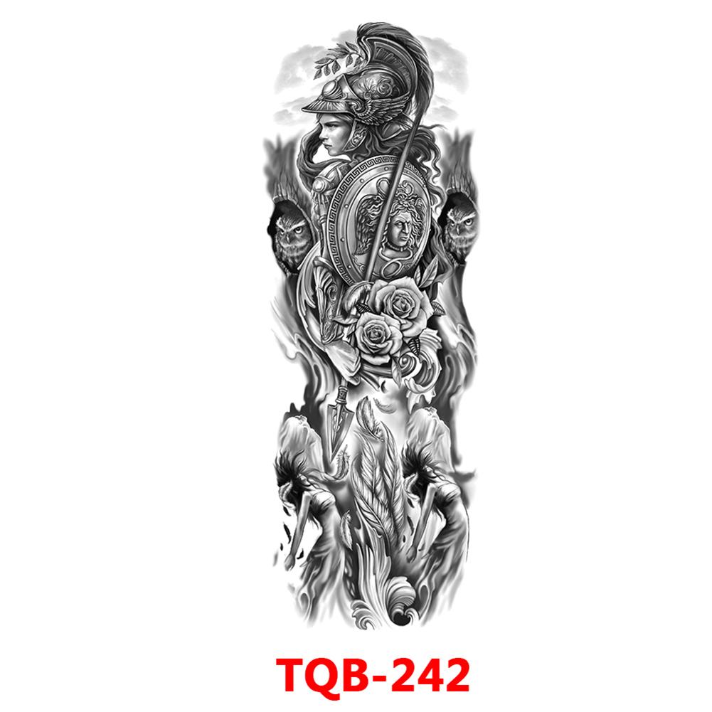 Татуировка с большим рукавом, розой, часами, глазом, водостойкая временная татуировка, наклейка, Лев, Король волков, боди-арт, полная поддельная татуировка для женщин и мужчин