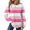 Women's Striped Print Round Neck Long Sleeve Loose Casual Top