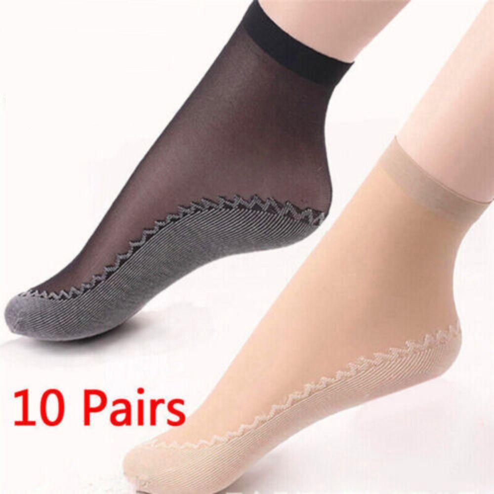 10 pairs Ultra-thin Elastic Women Ankle Socks Cotton Bottom Silk Socks Useful Ladies Summer Socks