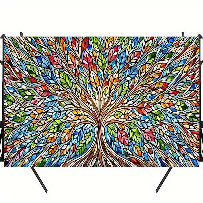 2D plane bright colored glass tree background cloth very suitable for birthday parties polyester fiber home decoration