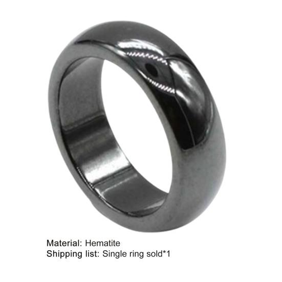 Simple Flat Magnetic Hematite Width Finger Unisex Ring