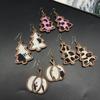 Christmas Leopard Print Ornaments Christmas Tree Long Earrings